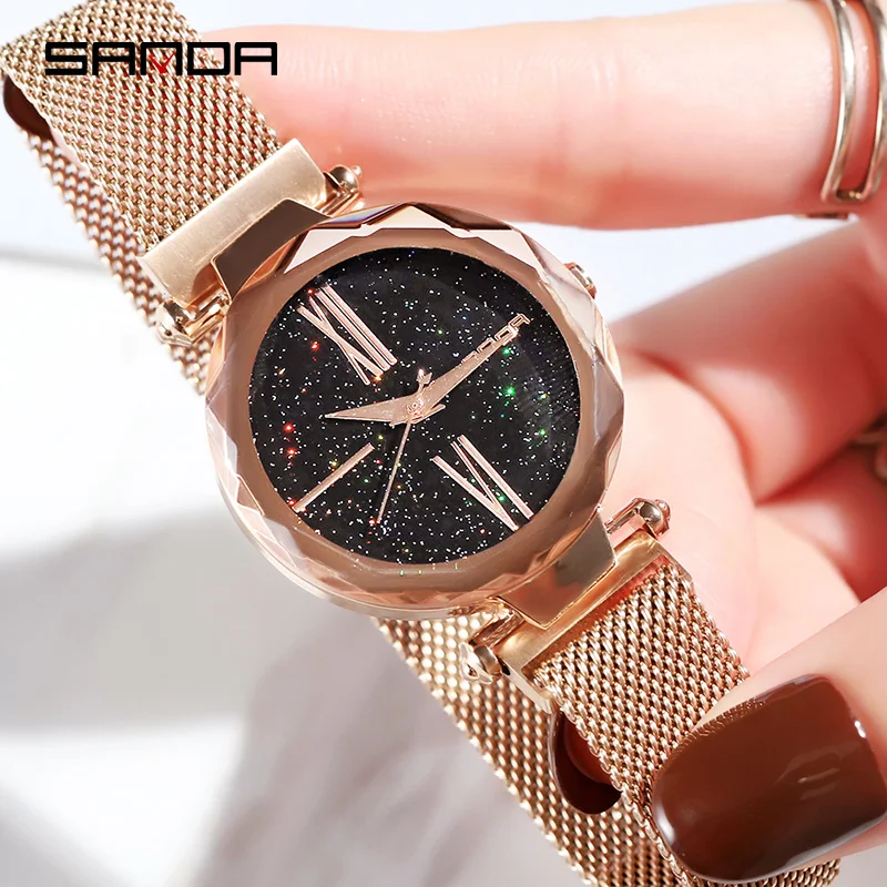 

2019 Luxury Brand lady Crystal Watch Magnet buckle Women Dress Watch Fashion Quartz Watch Female Stainless Steel Wristwatches