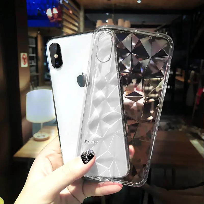 Color Jelly 3D Diamond Transparen Soft Silicone Phone Case Cover For iPhone XS Max XR 7 8 Plus 6 6s X 10 8Plus 5 5s SE Cases |