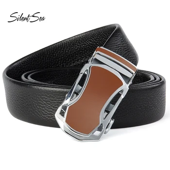 

New High Quality Cowskin Belts Mens Business Style Belt Designer Genuine Leather Male Belt Automatic Buckle Waistband