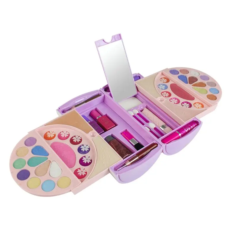 

Children Makeup Suitcase Brush Nail Polish Eyeshadow Lipsticks Blush Kits Princess Cosplay Tool Girls Safe Water Soluble Cosmeti