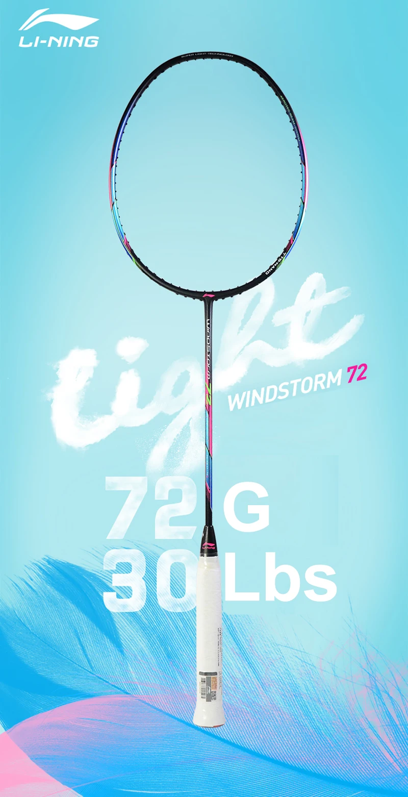 Li-Ning WINDSTORM 72 ракетка для бадминтона, одна ракетка, светильник, профессиональная подкладка из углеродного волокна, ракетка AYPM084/AYPM192/AYPM204 ZYF235