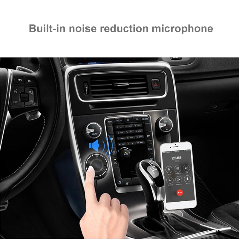  Dominio jack de 35mm AUX del coche bluetooth a2dp receptor audio adaptador kit manos libres NFC emp