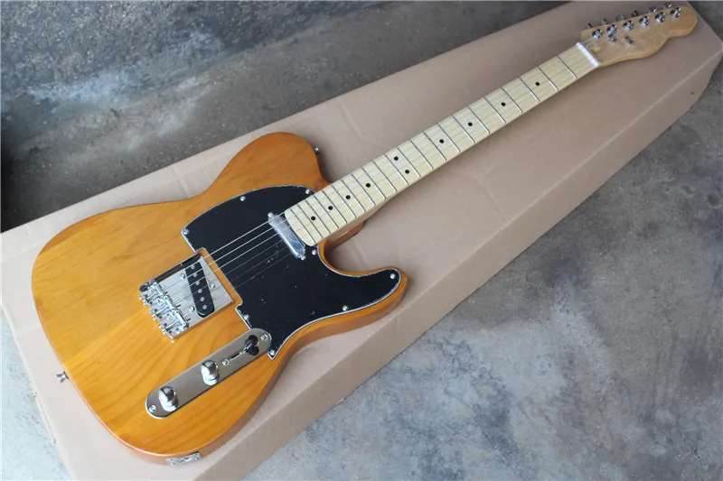 Factory custom ash body electric guitar with 2 pickups,black pickguard,chrome hardware,can be customized