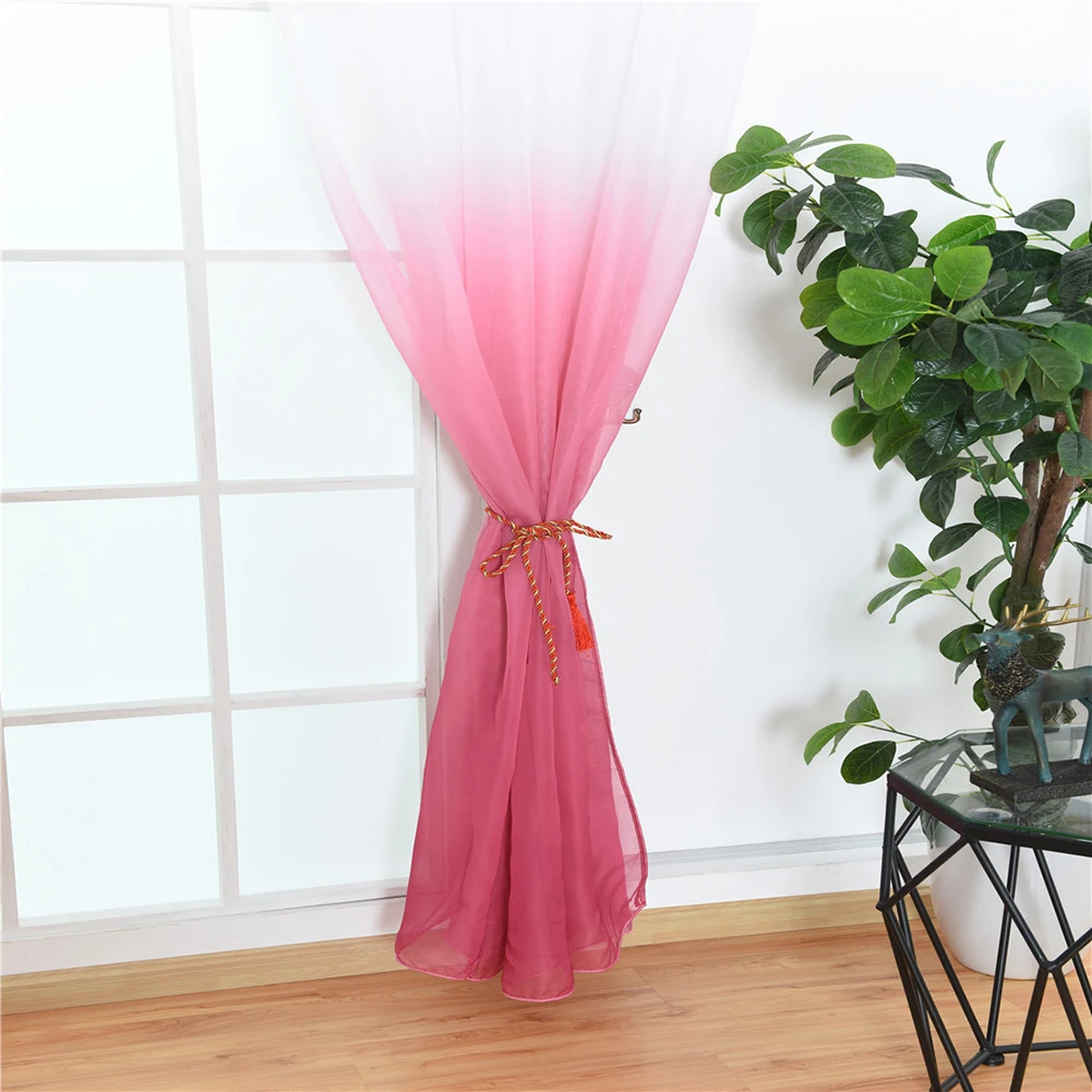 HOT SALE! Modern Gradient Color Window Tulle Curtain Sheer Drape Valance Bedroom Decor Home Textile