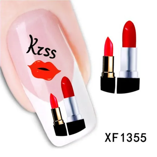 

WUF 1 Sheet Sexy Lips Kiss Design Nail Art Stickers Water Transfer Tattoo Decals Decoration DIY Manicure Tools