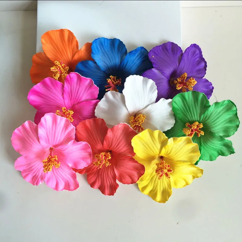 36 шт. Разноцветные пены Гавайский цветок гибискуса цветок свадебные зажимы для волос 9 см цветок вечерние свадебные frangipani