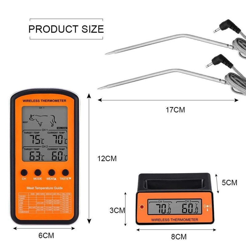 Полезный умный беспроводной термометр для приготовления пищи с шестью Bluetooth щупами приложение управление таймером для мяса печь гриль термометр