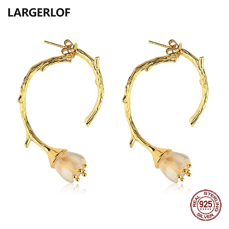 

LARGERLOF 925 Sterling Silver Drop Earrings Jewelry Earrings Hollow Fine Jewelry Semicircle Dangle Earrings for Women EG41110