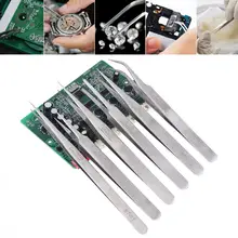 6 шт./лот Пинцет из нержавеющей стали 120 мм-140 мм антистатические ремонтные инструменты для электроники ювелирных изделий и других изящных изделий