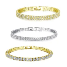 Fashion Cubic Zirconia Tennis Bracelet & Bangle Gold Silver Color Charm Bracelet For Women Bridal Wedding Party Jewelry