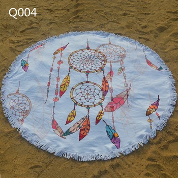

Large Round with Tassel Circle Bohemia Beach Towel Wash Cloth Reactive Print Bath Towel Sports Towel Polyeste ST-1704