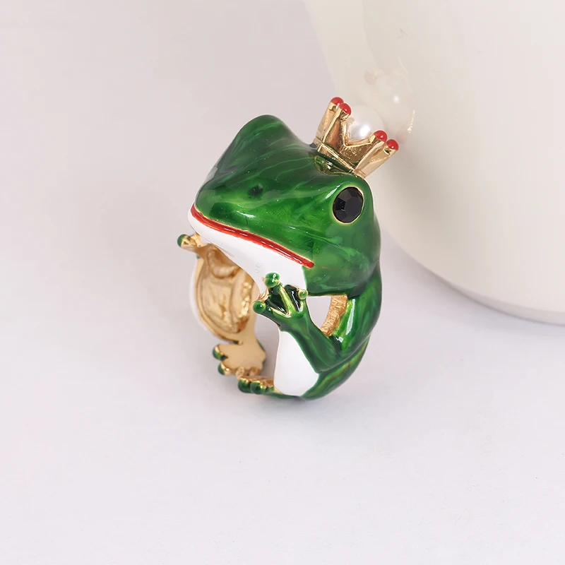 Женское кольцо с эмалью и регулируемое в виде лягушки|frog ring|ring ringelegant ring |