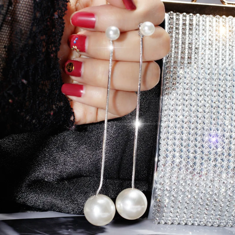 Long Tassel Pendant Dangle Earrings 2020 For Women Irregular Imitation Pearl Shell Drop Earring Gold Color Fashion Jewelry