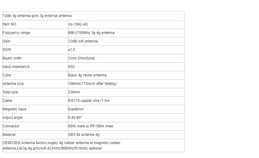 SMA Женская Магнитная база omni с высоким коэффициентом усиления GSM 3g Wifi антенна 12dBi lte антенна 4g 1 шт