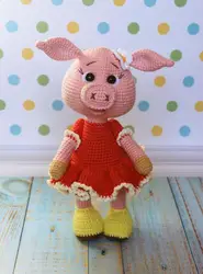 Крючком игрушки коровья свинья платье Девушка номер модели b01418