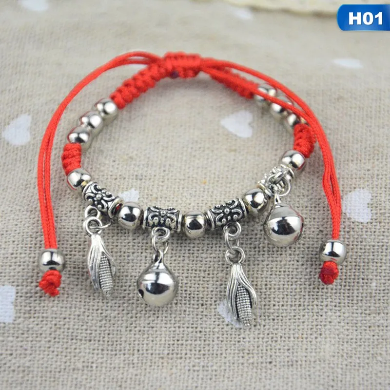 

Adjustable Palm Alloy Red Rope Chain Rope Bracelets Hot Ethnic Women Lady Weaven Elephant Dragonfly Palm Girl Anklet