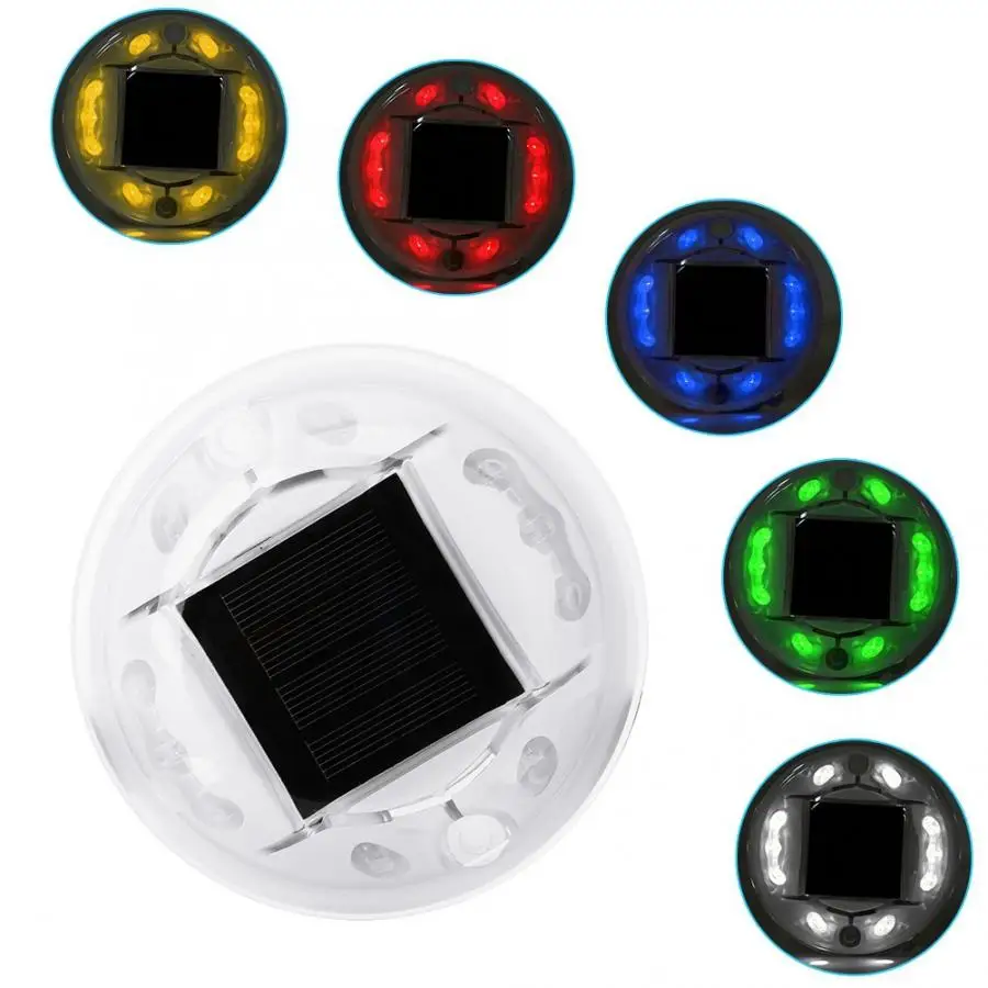 

10LED Solar Powered Stud Light Round Road Pathway Highway Tunnel Light IP67 Waterproof