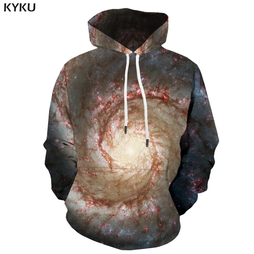 

KYKU Brand Space Galaxy Sweatshirts men Colorful 3d Printed Aurora Hoody Anime Nebula Hooded Casual Character Sweatshirt Printed