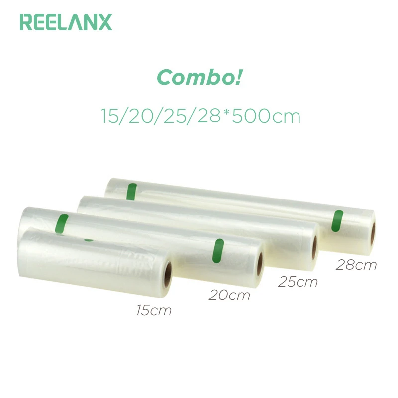 Пакеты для вакуумной упаковки REELANX 2 рулона 15 / 20 25/28*500 см|sealer bags|bags for vacuum sealersealer |