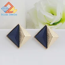 Винтаж квадратные серьги треугольные темно-синий резиновый вечерние серьги Для женщин вечерние ювелирные изделия