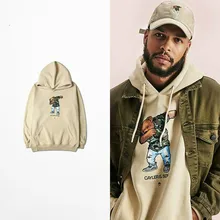 The Autumn And Winter Fashion Funny Hoodies Cartoon Bear Print Harajuku Dead Fly Khaki Sweatshirts Mens