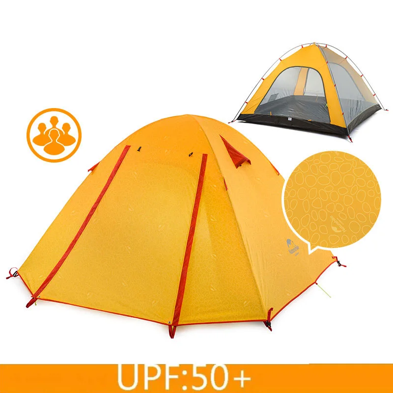 NatureHike P серии классика палатка 210 т ткань для 4 человек NH15Z003-P - Цвет: orange UPF50