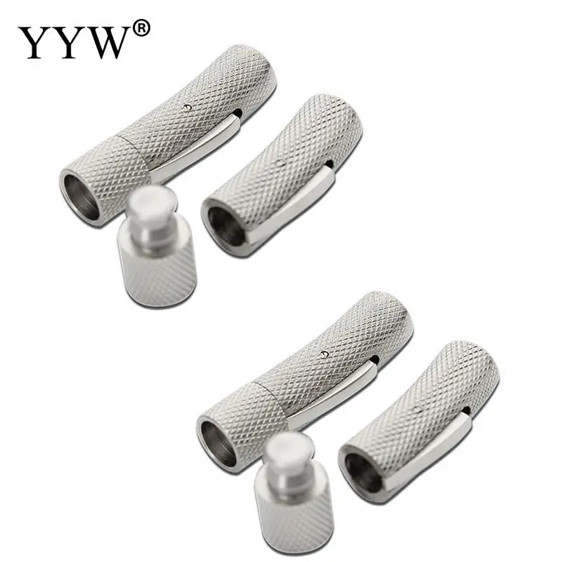 

Silver Tone Carved Tube Stainless Steel Bayonet Clasp Jewelry Findings DIY Making for Necklace Bangles Hole Size 2/3/4/5/6/7/8mm