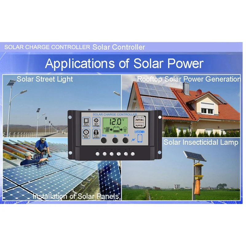 Черные 18V20W солнечные панели+ 60A 12 V/24 V Солнечный контроллер с интерфейсом Usb(60A