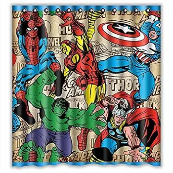 

Bathroom Shower Curtains Comics Superheroes Eco-friendly Waterproof Fabric Washable Shower Curtain