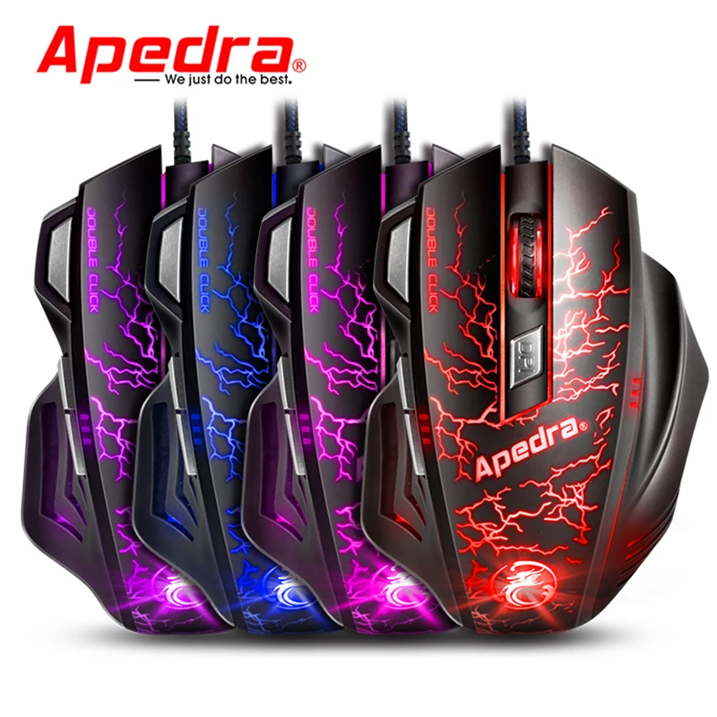 Apedra компьютерная игровая мышь геймер 3200 dpi 7 кнопок механического дизайна USB