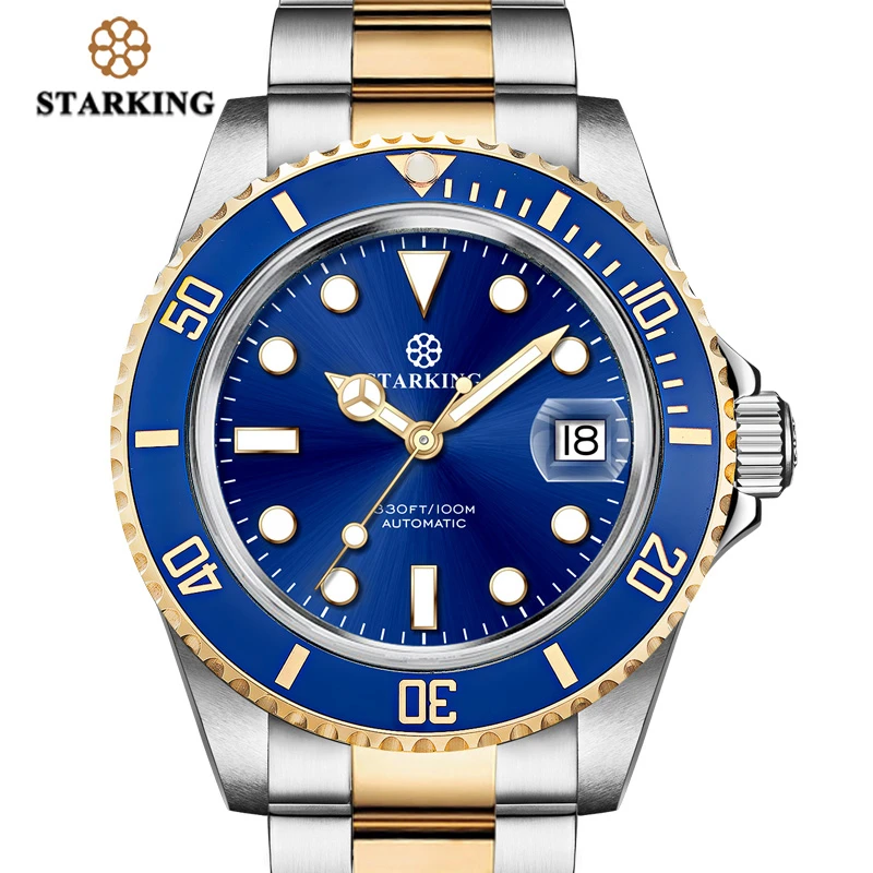 STARKING الرياضة ووتش 100 m للماء الرجال كرونوغراف من الفولاذ المقاوم للصدأ الميكانيكية ووتش بولي الذكور ساعة معصم الأزياء دور الساعات STARKING الرياضة ووتش 100 m للماء الرجال كرونوغراف من الفولاذ المقاوم للصدأ الميكانيكية ووتش بولي الذكور ساعة معصم الأزياء دور الساعات