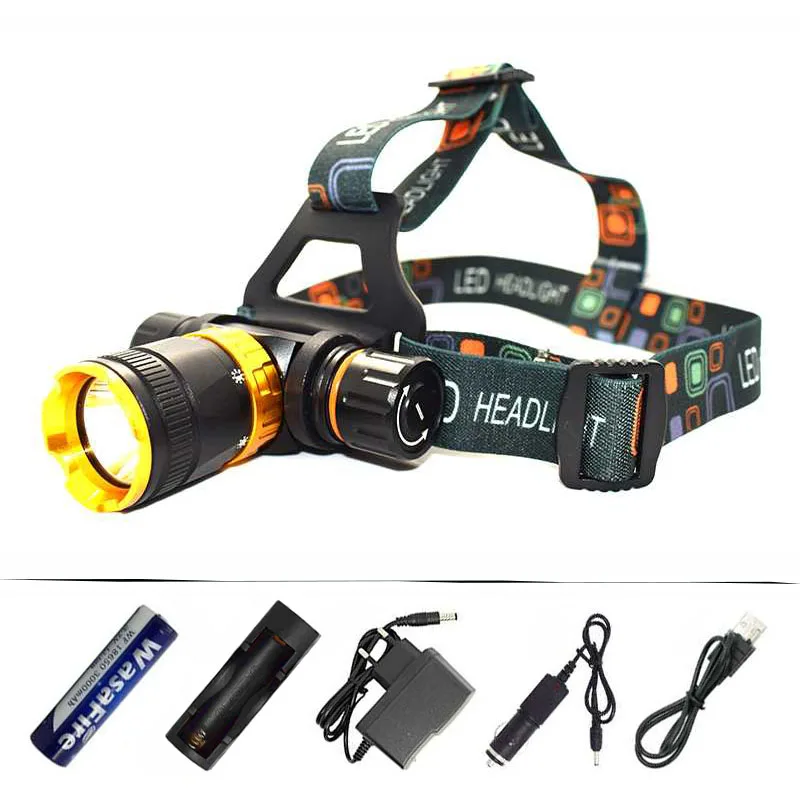 

Underwater Diving Headlight 3800LM XM-L T6 LED Headlamp Waterproof Swimming Dive Head Light Torch Lamp + 18650 Battery + Charger