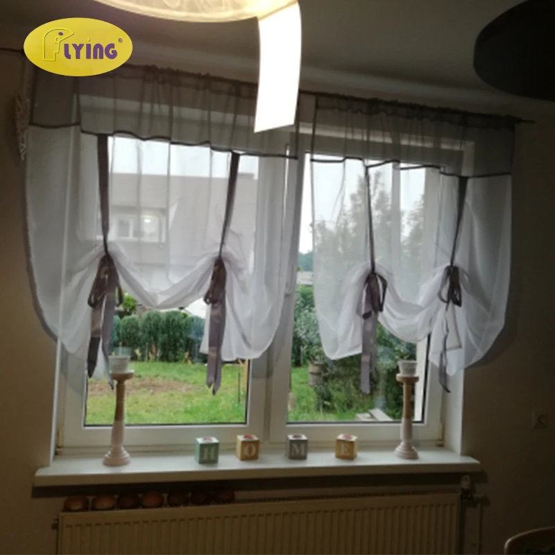 Летающие окна тюль кухня балконные занавески зеленый белый перспектива пряжа веревка шторы для гостиной шторы