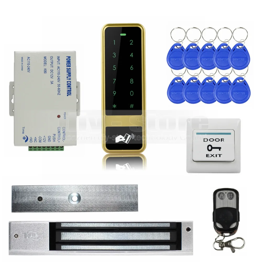 

DIYSECUR 280KG Magnetic Lock 125KHz RFID Reader Password Keypad Door Access Control Security System Kit