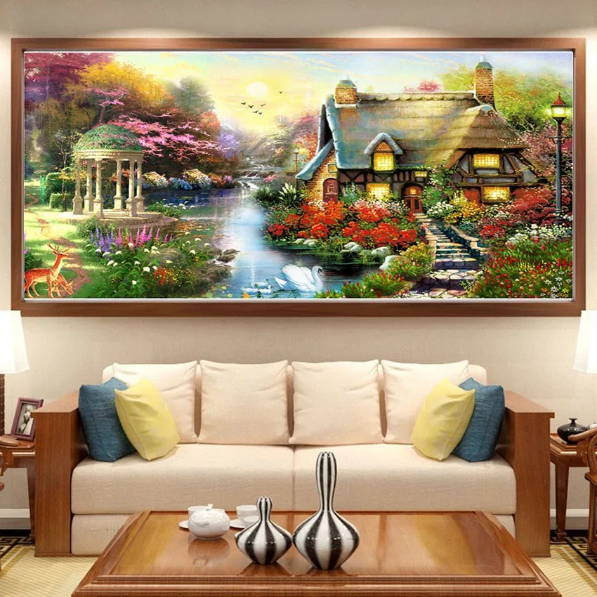 

Diamond Painting Cross Stitch Kit Full Round / Square Diamond Embroidery DIY 5D Garden Landscape Diamond Mosaic Home Decor