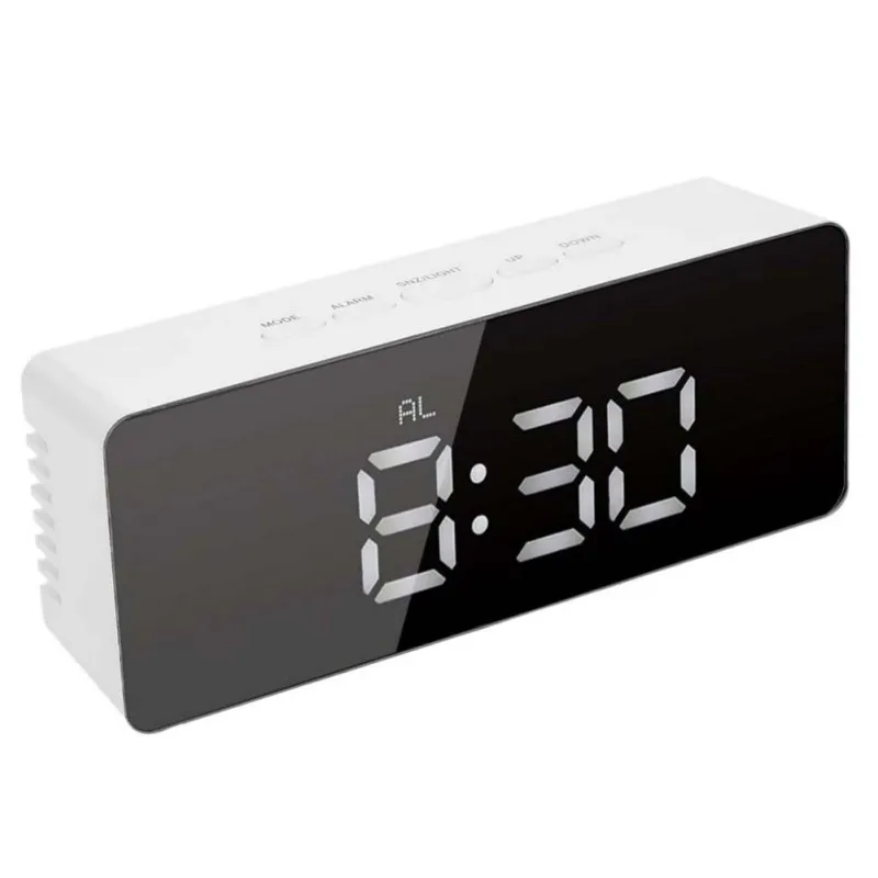 Digital LED Creative Mirror Alarm Clock Plastic Mirror Alarm Clock