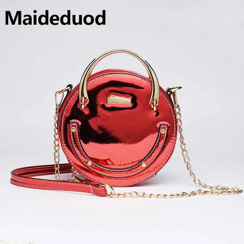 

MaideduodNew Hot Sale Women PU Leather Circular Shoulder Handbag Round Hard Messenger Bags Lady's Purse Fashion Mini Zipper Bags