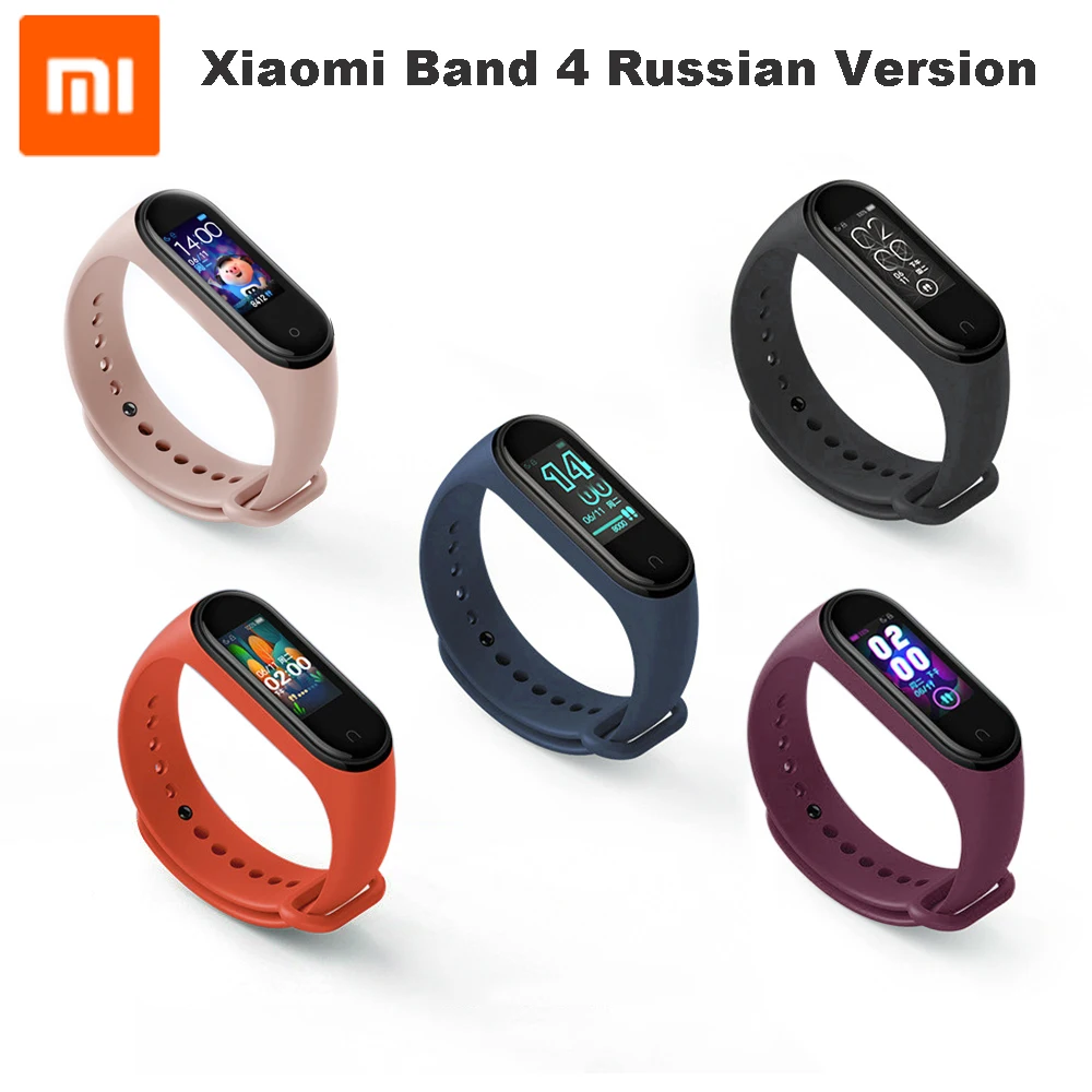 

2019 Genuine Xiaomi Mi Band 4 Smart Bracelet Color Screen Fitness 135mAh Bluetooth5.0 50M Swimming Waterproof Russian Version