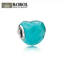 ROBOL 100% 925 пробы Silver 1:1 оригинальный синий форма Любовь Шарм 796563NSC очарование бисером женские Модные Свадебные украшения