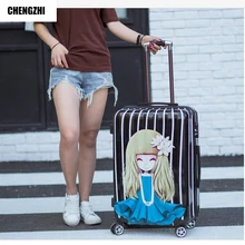 CHENGZHI2" 24"-дюймовый мультфильм Высокое качество PC прокатки багажа Ретро Девушки необходимая чемодан на колесах