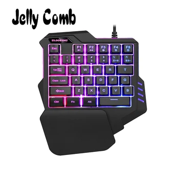 

Jelly Comb Single Hand Keyboard Colorful RGB Poor Light Non Mechanics Notebook Computer Game Keyboard for Gaming