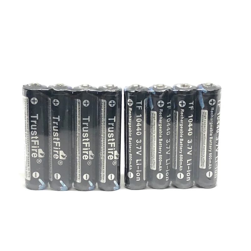 

8pcs/lot TrustFire Batteries 10440 3.7V 600mAh Protected Lithium 10440 Rechargeable Battery 10440 AAA Batteries with PCB