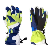 Уличные Детские Лыжные камуфляжные с геометрическим рисунком теплые Пять пальцев зимние плюс бархатные хлопковые водонепроницаемые лыжные перчатки