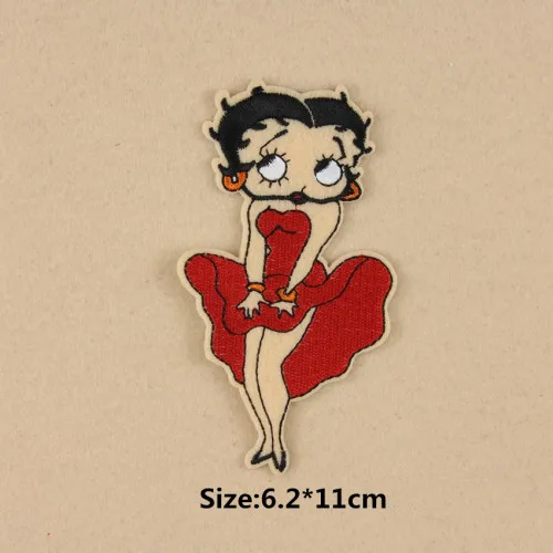 2 шт Betty Boop сексуальная леди девушка мультфильм патч логотип Утюг на вышитые аппликации знак костюм - Цвет: A