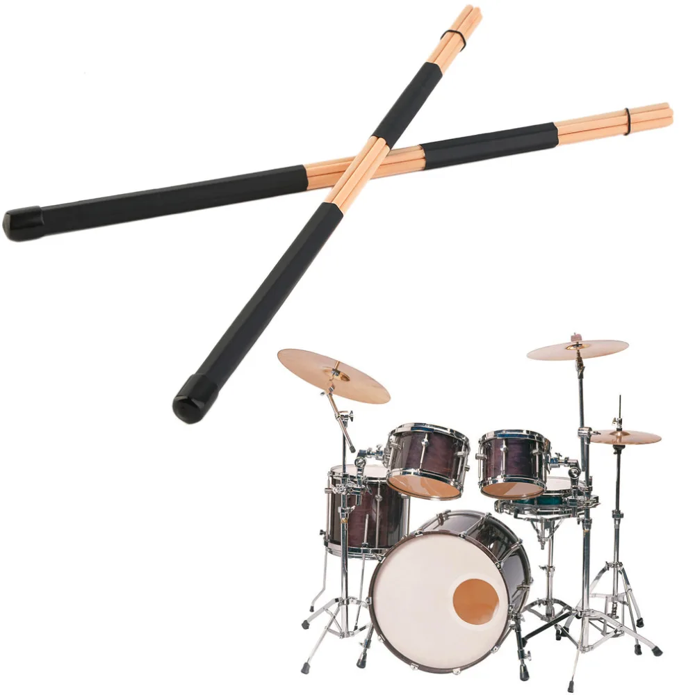 

1 Pair 40cm Wooden Hot Rods Rute Jazz Drum Sticks Brushes Drumsticks Light Weight Portable Easy to Hold
