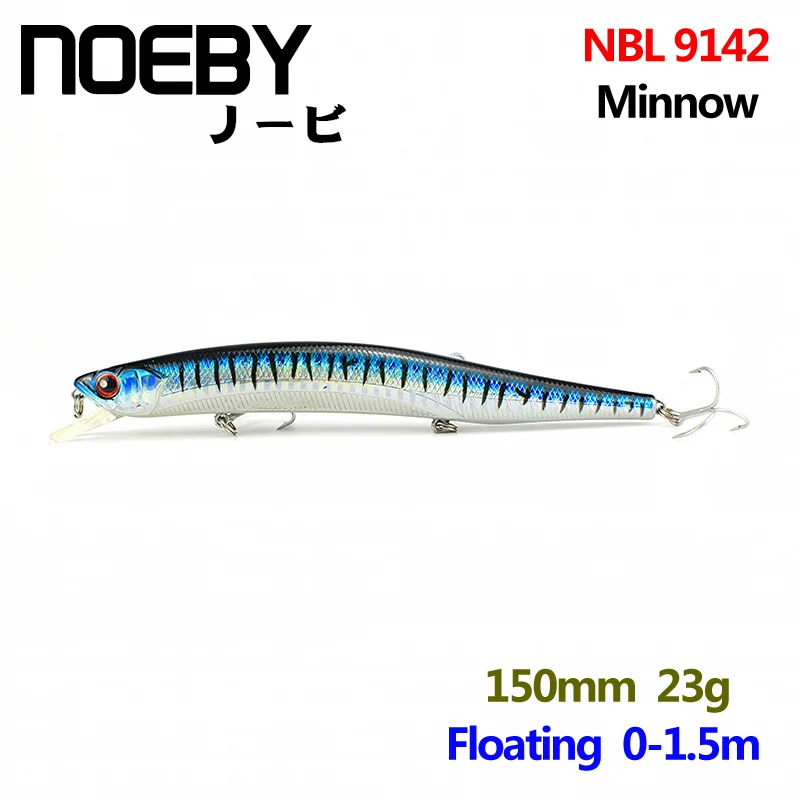 

NOEBY 1 Pcs Fishing Lure 150mm/23g 0-1.5m Floating Super Real Fish Minnow Lures Fishing Bait VMC Hooks Colorful 3D Eyes NBL 9142
