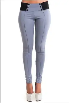 

Spring and Autumn Women's Skinny Slim Leggings Button High Elasticity Pencil Pants Legins for Women Hot Sale LG48