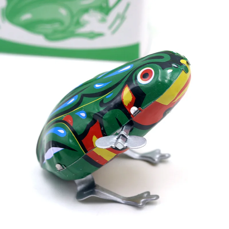 

Tin frog clockwork toy jump frog retro toy on the chain iron frog children early education toy gift