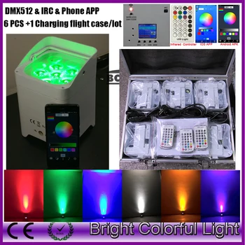 

Factory Hot sale ! Wifi led battery wireless dmx freedom par light with phone app 6*18w RGBWA UV 6 IN 1 6pcs+1 flight case