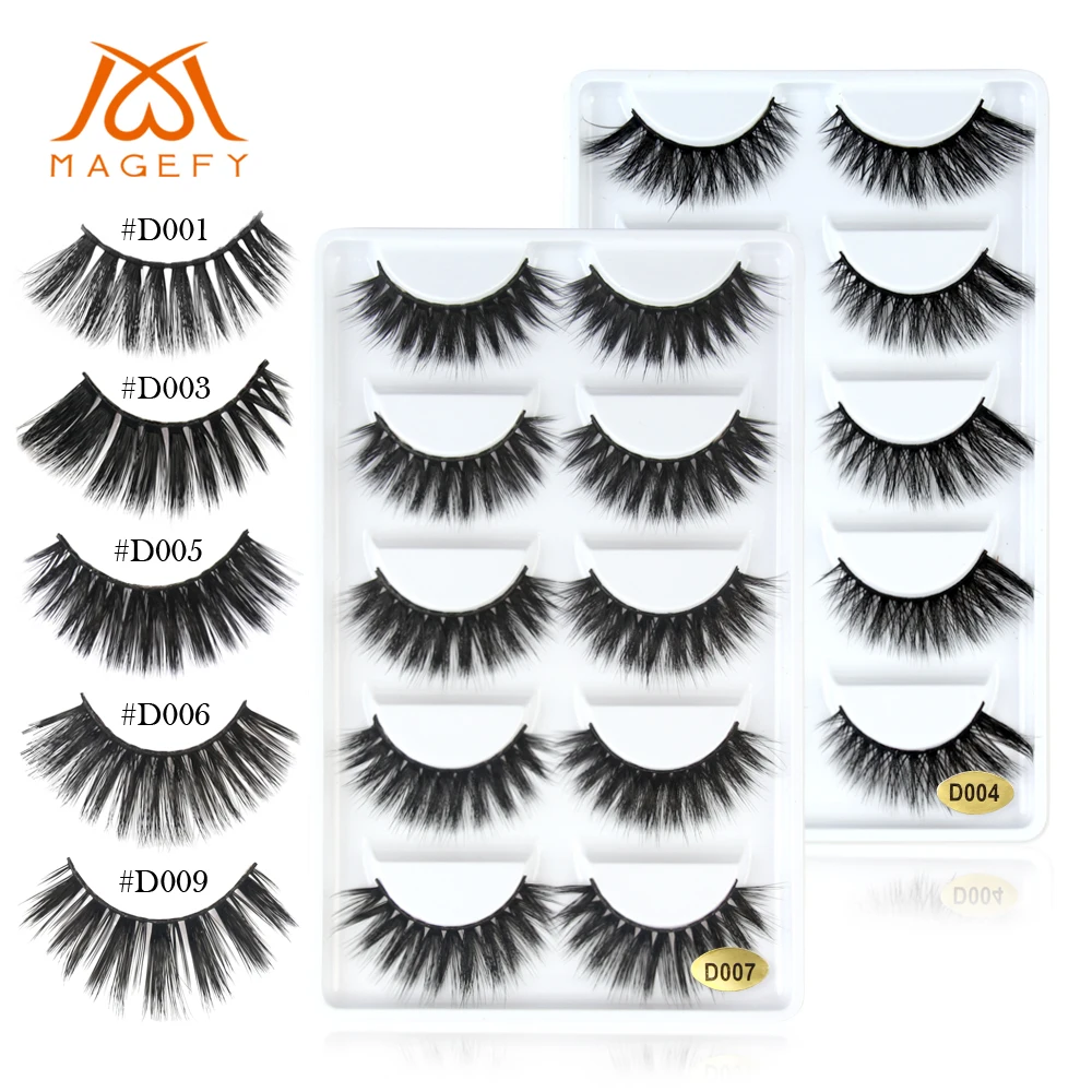 

MAGEFY 5 Pairs/pack 7 Styles 3D Faux Mink Soft False Eyelashes Extension Natural/Thick Long Eye Lashes Wispy Makeup Beauty Tools